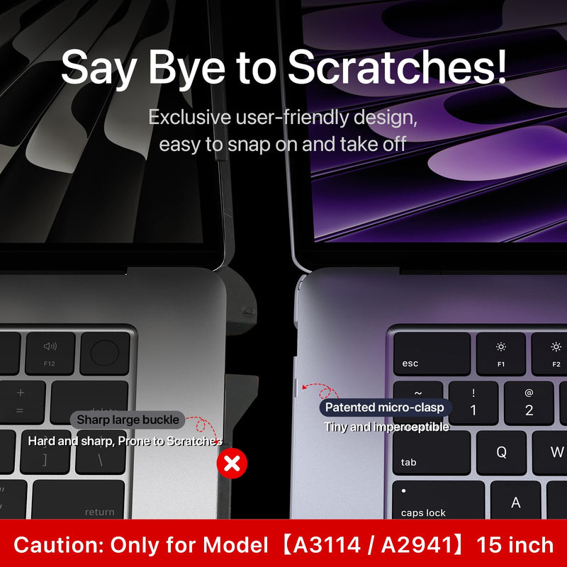[Australia - AusPower] - Invisible Armor for MacBook Air 15 inch Case 2023 2024 New M3 M2 [Same as Bare Device] [Scientific Slim] Protective Hard Shell Translucent Cover for Laptop Model A3114 A2941 - Matte Clear 