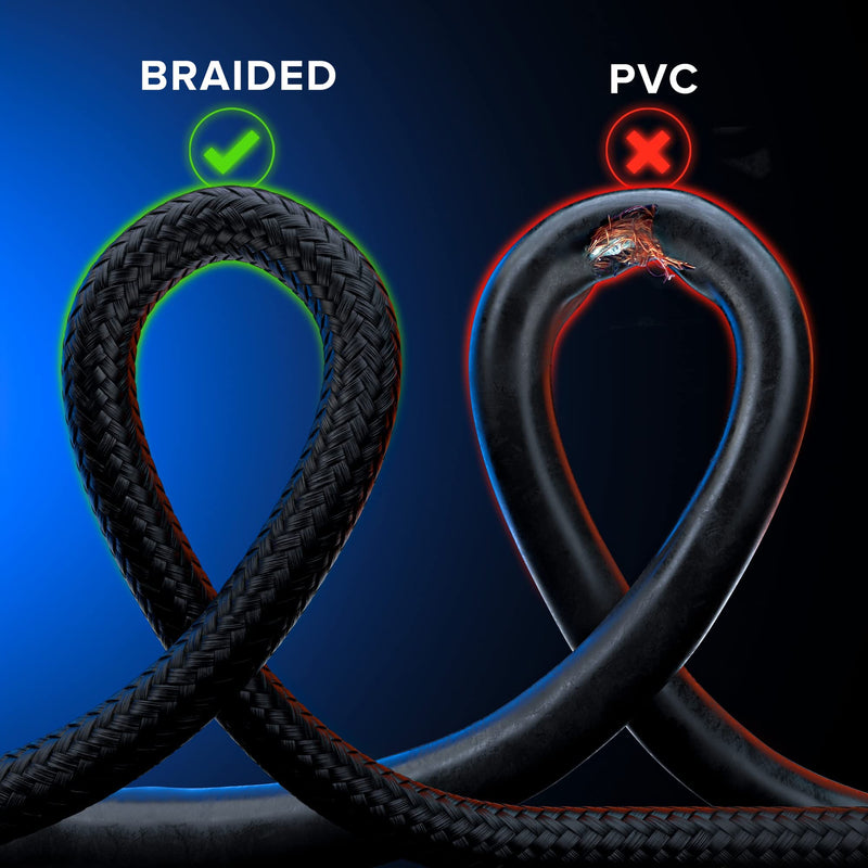 Maximm Hdmi Cable 4K 10 Ft, 5 Pack, Braided, 18Gbps, Hdmi 2.0, Gold-Plated 10 Feet