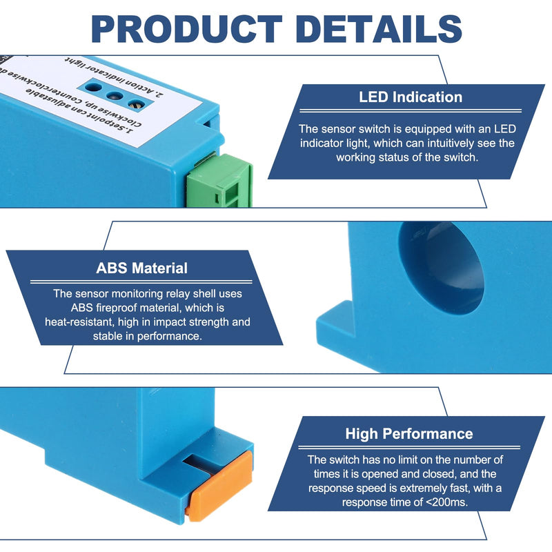 MECCANIXITY Miniature Current Switch 8-35V 0-50A DC Current Sensing Switch Sensor Monitoring Relay Adjustable Normally Open/Normally Close, D360