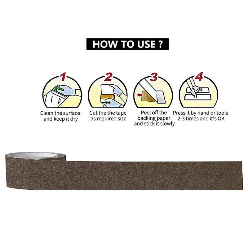 HAOT 2 Inch X 32.8ft Non Slip Safety Grip Tape for Stairs Steps Brown Non Skid Tread High Traction FrictionStrong Grip Abrasive Adhesive Tape 2" Width x 396" Long
