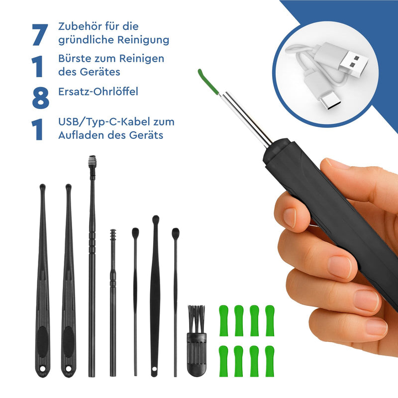 Ear Wax Remover Otoscope with Camera 1920p 3.6 mm WiFi Ear Cleaner - UdiGuard Ear Mirror Ear with 6 LED Lights Dogs Adults and Children - Compatible with iPhone iPad Android Black Udiguard Black Otoscope