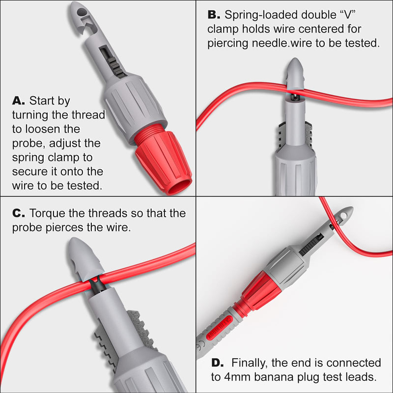[Australia - AusPower] - Goupchn 4mm Stackable Banana Plug to Banana Plug Test Leads Kit with Wire Piercing Probes, Alligator Clips Soft Flexible Cable Wire 5 Colors for Multimeter Electrical Testing 1000V/15A Stackable Banana Plug Test Leads Kit 