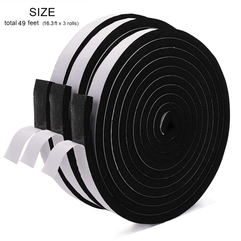 [Australia - AusPower] - Jucoan 49 Feet Weather Stripping Foam Insulation Tape, 1 Inch Wide x 1/2 Inch Thick Self Adhesive Foam Seal Tape, High Density Door Seal Strip Window 1 In x 1/2 In x 49 Ft 