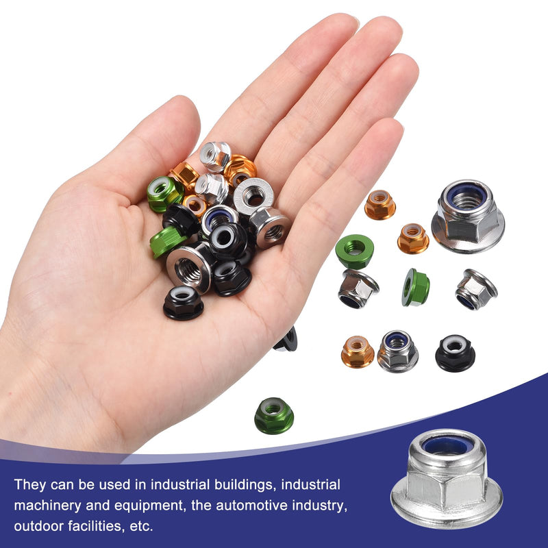 [Australia - AusPower] - uxcell M5x0.8mm Flange Nylon Insert Lock Nuts, 30Pcs 304 Stainless Steel Hex Lock Nuts Self Locking Nuts for Industrial Construction Fasteners, Silver M5-0.8 30 