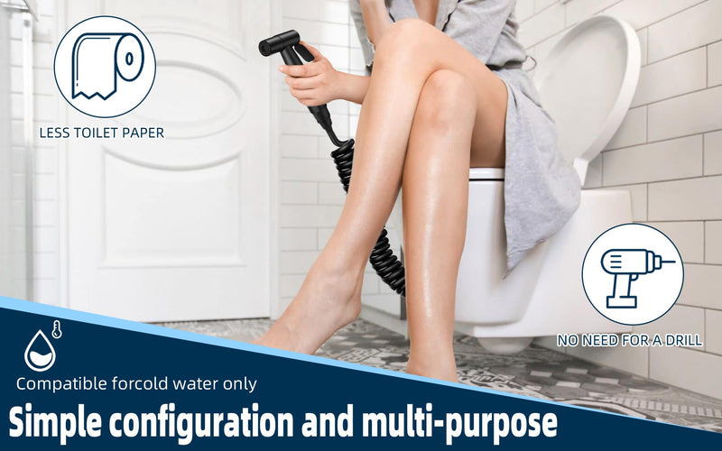Handheld Bidet Sprayer for Toilet,Bathroom Spray with G1/2,Black | Suitable for personal hygiene cleaning, bathroom cleaning, pet bathing, mop cleaning, etc. Black