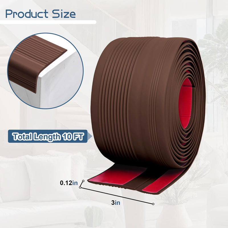 Kikerike Stair Edge Trim (Brown, 3 in x 10 Ft) Brown