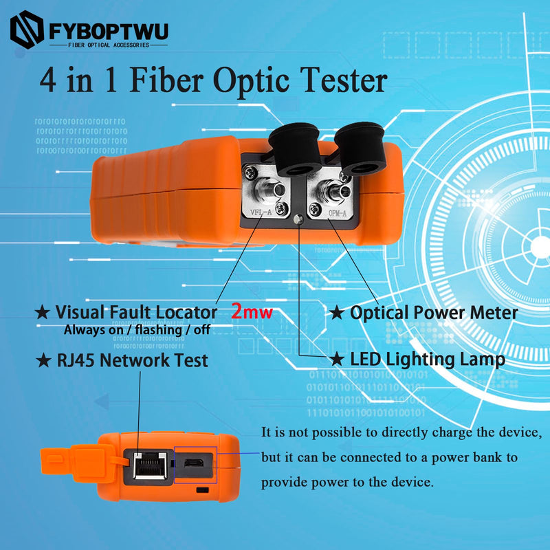 [Australia - AusPower] - 4 in 1 Function Fiber Optic Tester Portable Optical Power Meter (FC/SC/ST) & VFL 2mw Visual Fault Locator & LED, OPM & VFL, Range: (-70) dBm ~ (+6) dBm, 1pc -70 dBm to +6 dBm 