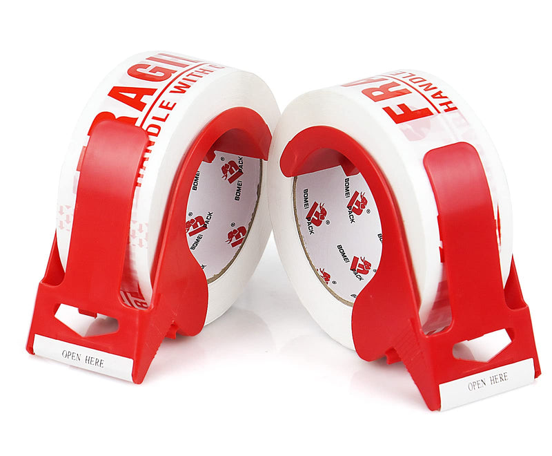 [Australia - AusPower] - BOMEI PACK Fragile Tape Handle with Care Packing Printing Tape, Fragile Tape for Shipping with Dispenser, 2 Inch x 330 Feet (110 Yards), Heavy Duty Fragile Tape for Moving Box, 2 Pack 