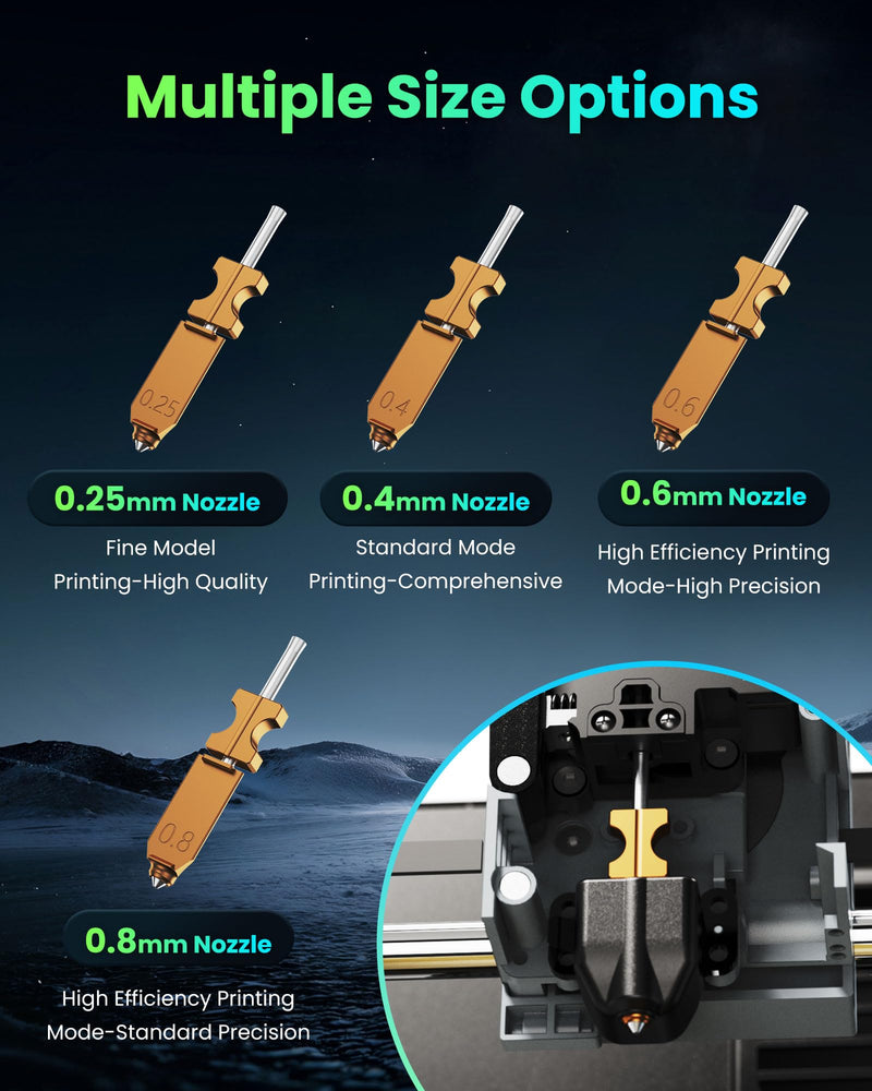 Original AD5X 3D Printer Nozzle 0.8mm High-Hardness Nozzle fit FLASHFORGE AD5X,30s Quick Release, 32mm/s High Flow, 300°C Max Temp, 40s Fast Heating, Durable 3D Printer Nozzle Assembly AD5X 0.8mm
