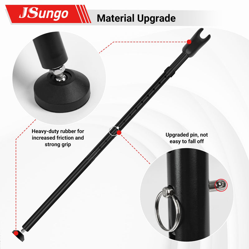 JSungo 2-in-1 Sliding Door Security Bar, Upgrade Doors Stoppers Security, Heavy-Duty Door Jammer Doors Stopper for Sliding Window, Adjustable Door Jammer for Home, Apartment, and Hotel, Black, 1 Pack