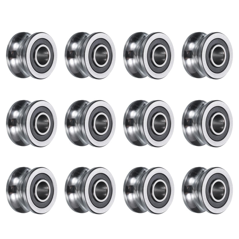 [Australia - AusPower] - uxcell 12pcs SG22 U Groove Track Guide Bearing 8x22.5x14.5mm U Groove Roller Wheel (GCr15) Chrome Steel Bearings, ABEC3 12 