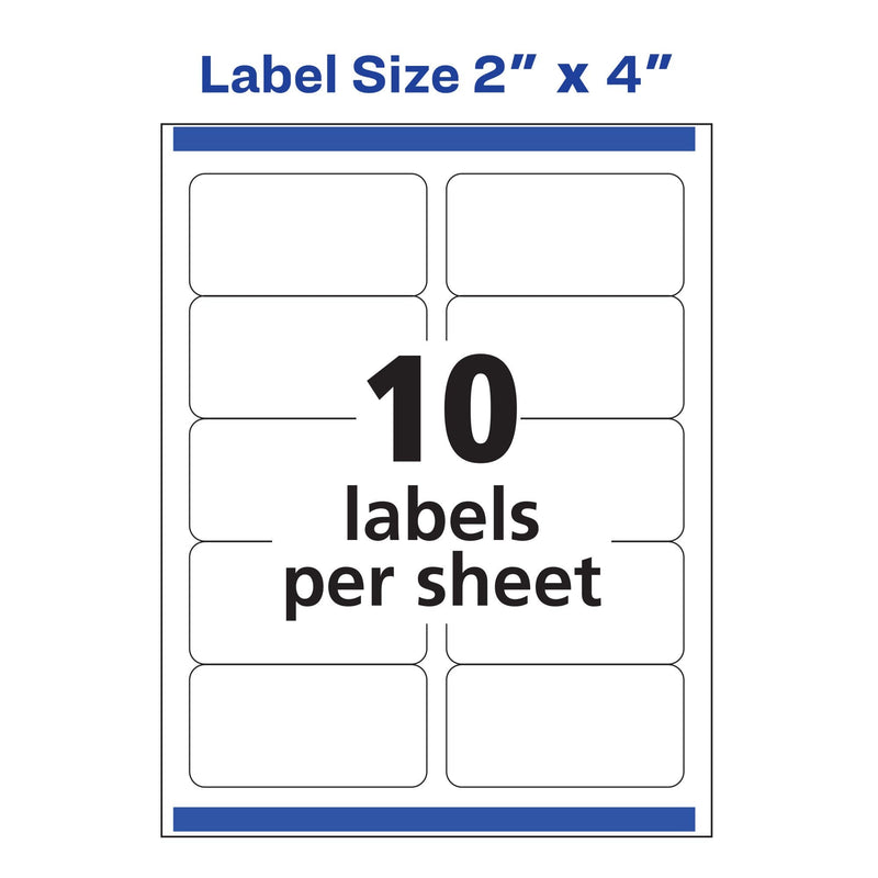 Avery Repositionable Printable Shipping Labels with Sure Feed, 2" x 4", White, 250 Blank Mailing Labels (58163) 2 in. X 4 in. 1