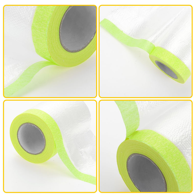 1 Pcs Universal Pre-Taped Masking Film Plastic Cover PE Film Paper White Green 55x2000cm / 65.62ftx21.65" 65.62 Ft x 21.65"