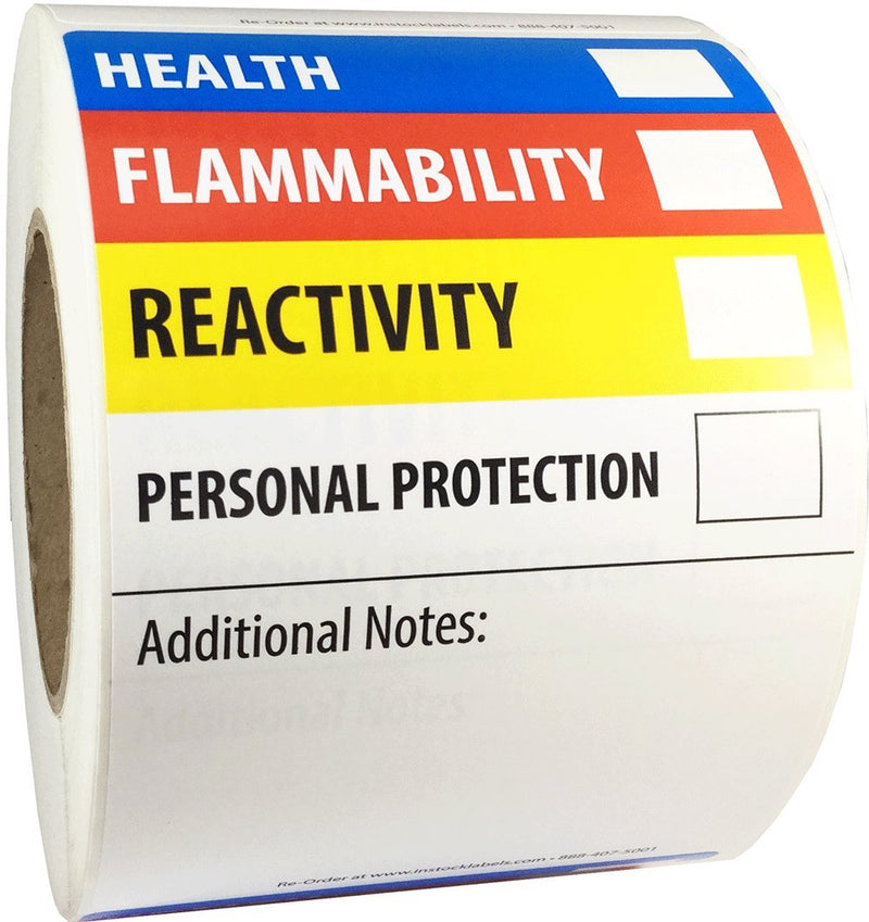 Hazardous Material Identification Labels HMIL, 4 x 6 Inch Rectangular Adhesive Stickers, 500 Total Hazard Labels on a Roll for Chemical Safety and Workplace Compliance – Made in the USA