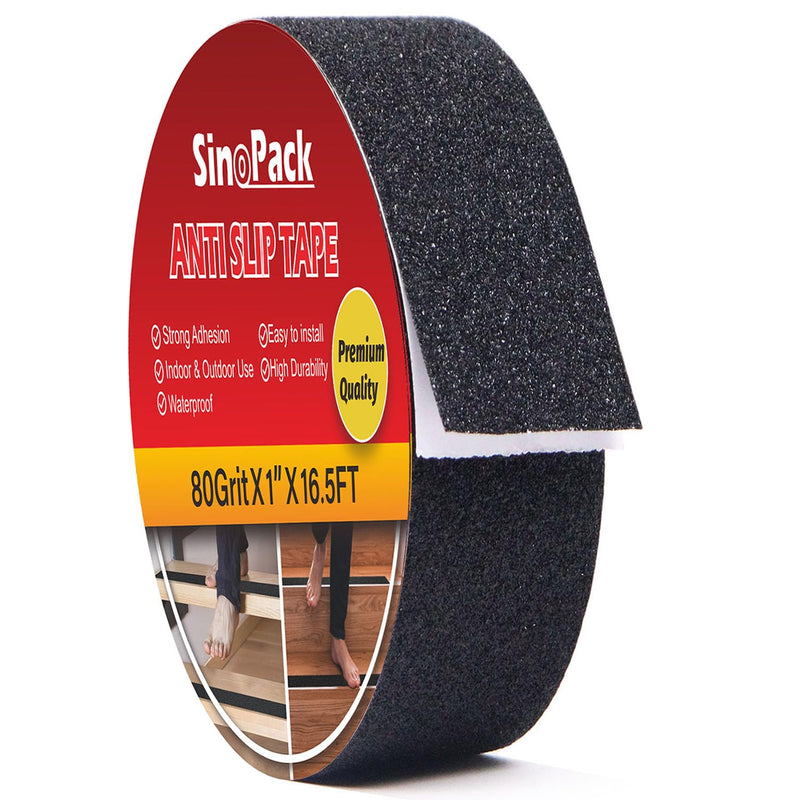 Anti Slip Grip Tape, Outdoor Grip Tape for Stairs, Stair Grips Non Slip for Skateboards 1in x16.5 FT 1 IN X 16.5 FT Black