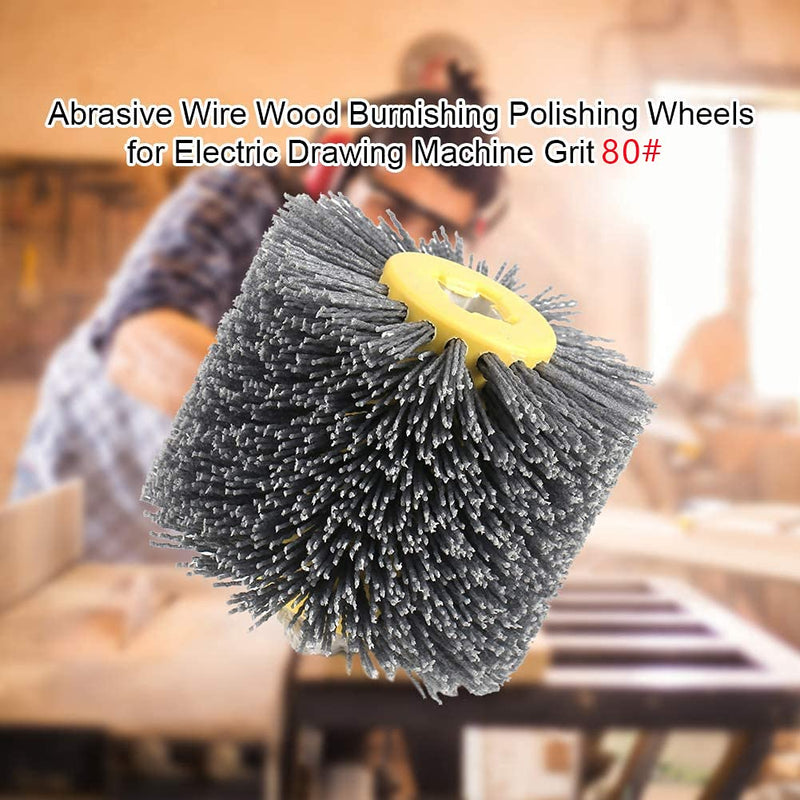 [Australia - AusPower] - Yikko Nylon Brush Wire Drawing Wheel Brush Polishing Polishing Disc Grit, 80/120/180/240 Grit for Wood Brushing Machine, Satin Machine (80 Grit) 80 körnung 