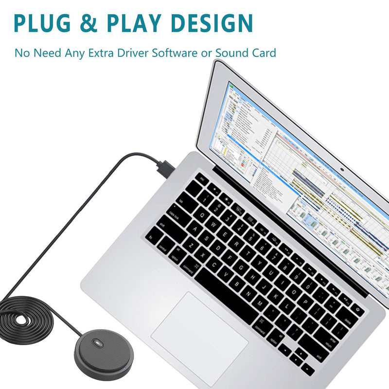 [Australia - AusPower] - Upgraded USB Conference Microphone for Computer, 360° Omnidirectional Condenser Mic with Mute Key, Great for Video Conference, Gaming, Chatting, Skype, Plug & Play, Windows macOS, Ideal for Gift 