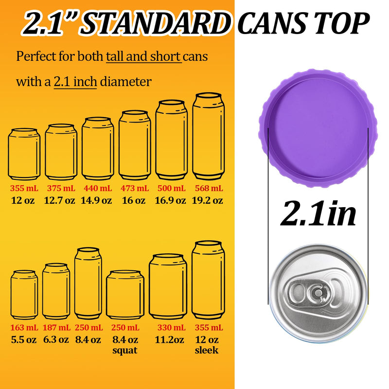 48pcs Silicone Soda Lid Set, 6 Colors Reusable Spill-Proof Drink Can Covers, Food Grade Flexible Protector for Cola Beer Juice Energy Beverages 48