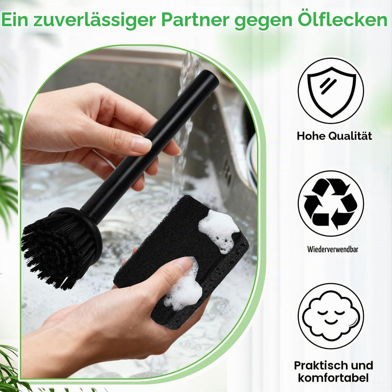 Cup Brush Set with Stainless Steel Handle, Dish Brush Set with Dishwashing Sponge, Kitchen Brush with Stainless Steel Handle, Dish Brush Set, Kitchen Washing Up Brush Cleaning Brush