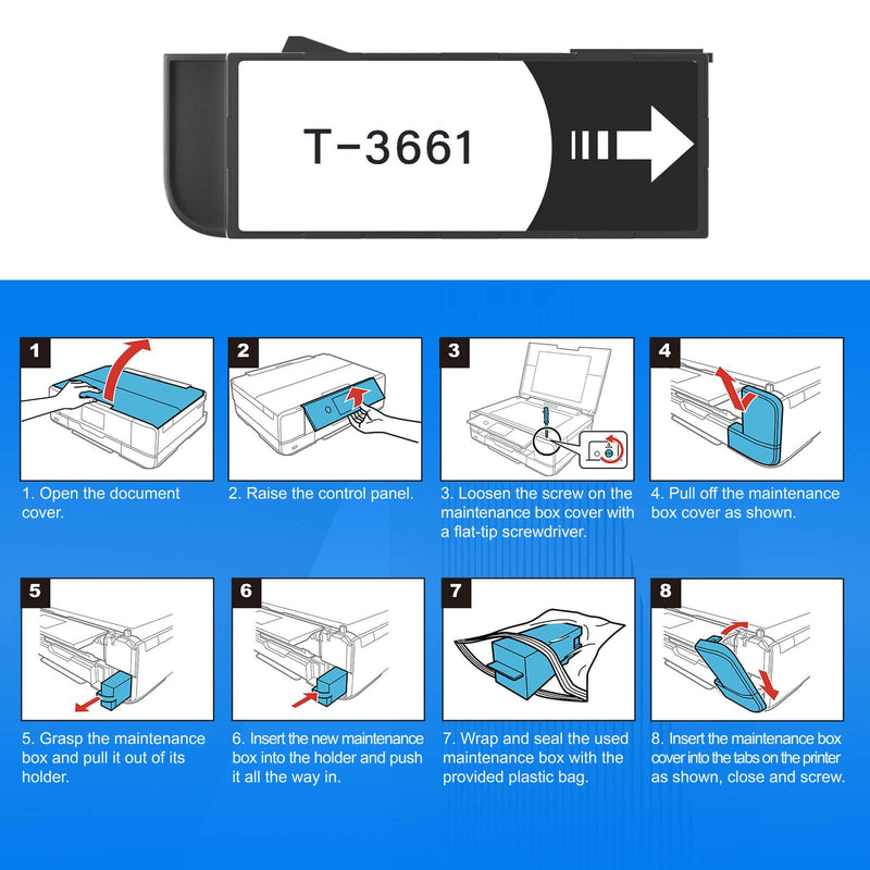 T3661 Ink Maintenance Box for XP-15000 XP-6100 XP-6000 XP-8800 XP-970 XP-8500 XP-8700 XP-8600 Expression Premium/Photo Printer, Compatible for Epson T3661 Maintenance Box (2 Packs)