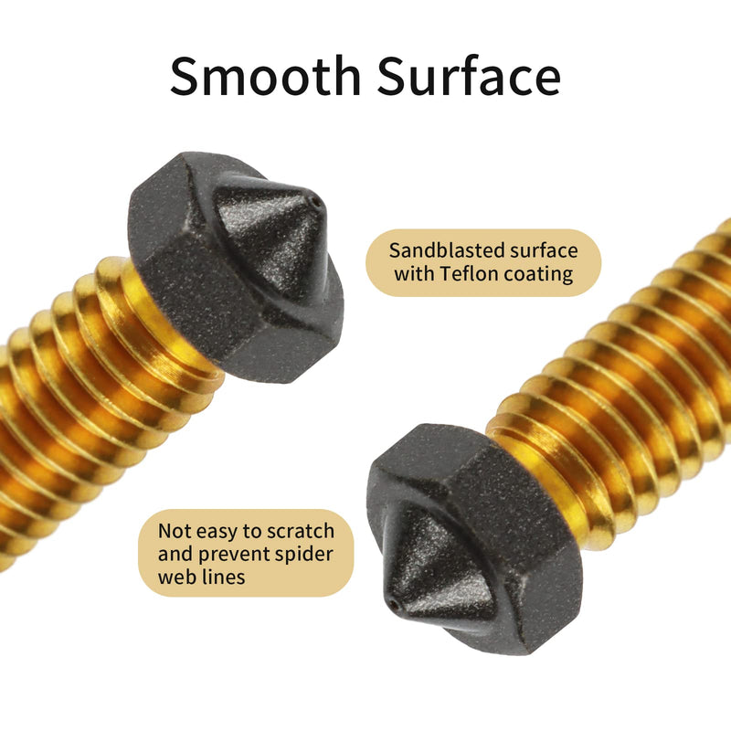 [Australia - AusPower] - 10Pcs V6 Volcano PTFE Nozzles 0.4/0.6/0.8/1.0mm M6 Thread Hotend Extruder PTFE Coating Volcano Nozzle for Artillery Genius, Sidewinder X1, X2, for Anycubic Vyper, Kobra Plus, Kobra Max Volcano PTFE Coated Nozzles 