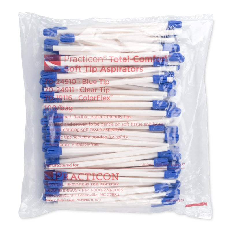 [Australia - AusPower] - Blue Tip Total-Comfort Soft Tip Aspirators, Disposable Saliva Ejectors, White Tube, Pack of 100 