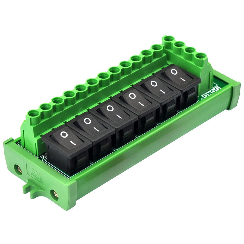 Screw Mount 6 Channel Rocker Switch DC Power Distribution Strip Module Rocker Switch, Screw Mount