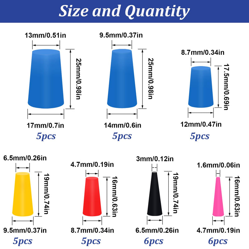 [Australia - AusPower] - Tnisesm 100Pcs Silicone Rubber Tapered Plug Assortment Kits 1/16" to 1/2" for Masking Off Holes During Powder Coating, Painting, Hydro Dipping, Media Blasting 