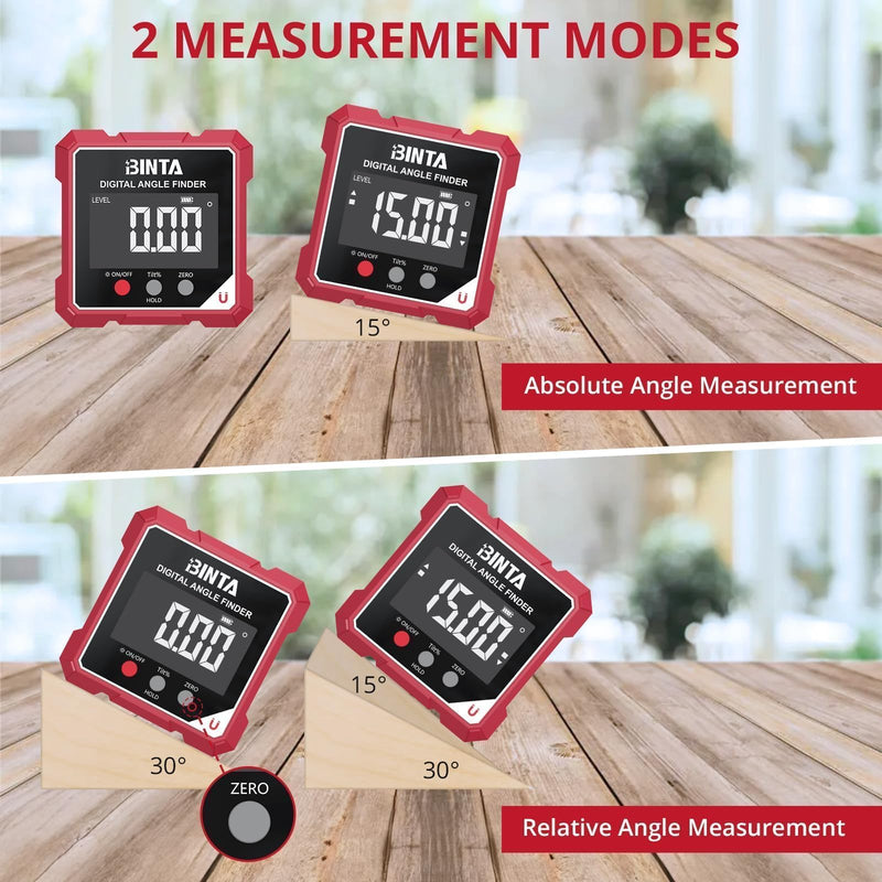 [Australia - AusPower] - BINTA Magnetic Digital Angle Finder with Laser, Rechargeable IP54 Waterproof Dustproof Digital Angle Gauge Inclinometer, Table Saw Miter Angle Gauge for Woodworking Machinery DIY(Class II Laser <1mW) 