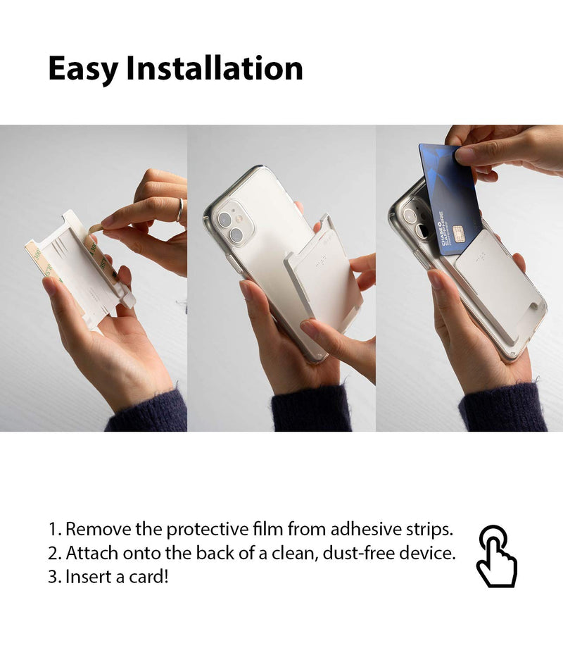[Australia - AusPower] - Ringke Slot Card Holder (2 Pack) Designed for Smartphones, Adhesive Stick On Wallet Case Minimalist Slim Hard Premium Credit Card Cash Sleeve - Clear Mist Clear Mist (2 Pack) 