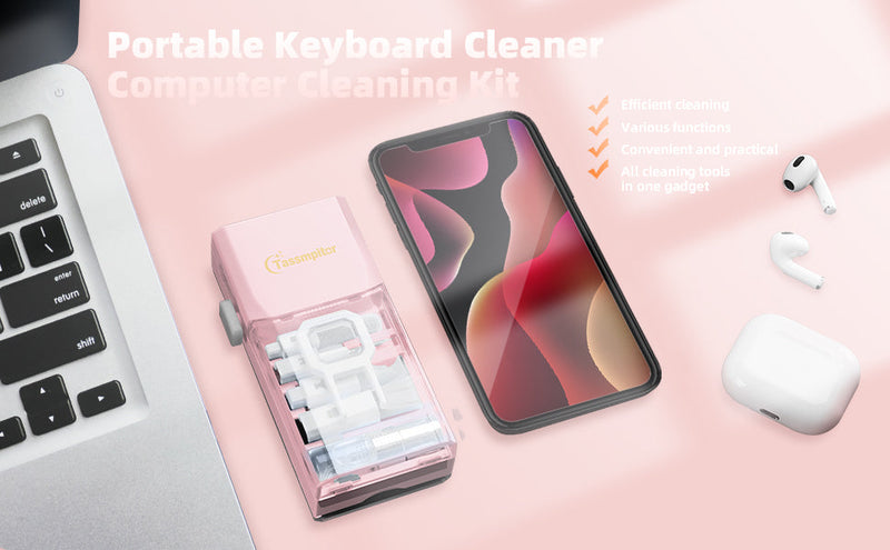 Keyboard Cleaning Kit, All-in-One Laptop & Computer Screen Cleaner, Pink Light Pink