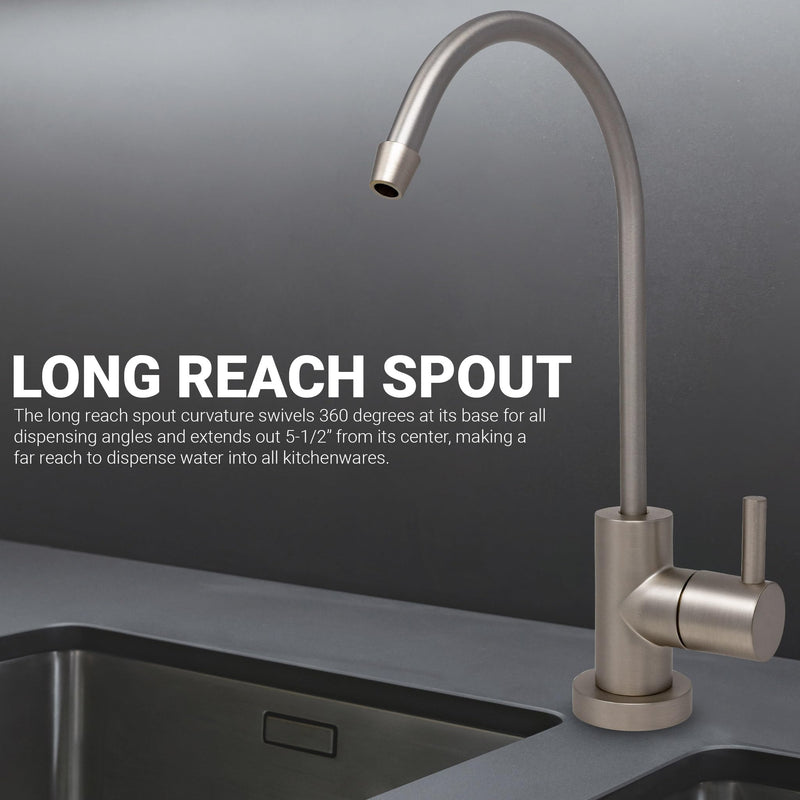 Metpure Non-airgap NSF Certified RO Faucet Reverse Osmosis Drinking Water Filtration System Water Dispenser Spout (Satin Nickel). Euro Style with Faucet Wrench. Satin Nickel