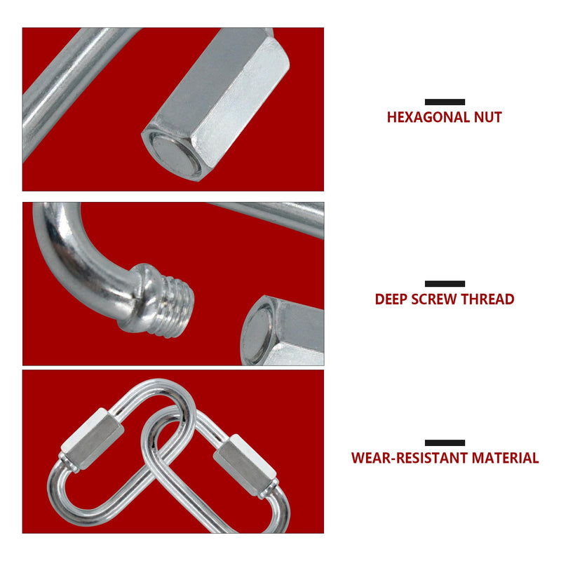 [Australia - AusPower] - 6PCS M6 Carbon Steel Chain Quick Links, M6 Quick Locking Carabiner, 1/4Inch D Shape Locking Quick Chain, 880 LBS Weight Capacity 1/4Inch-6pcs 