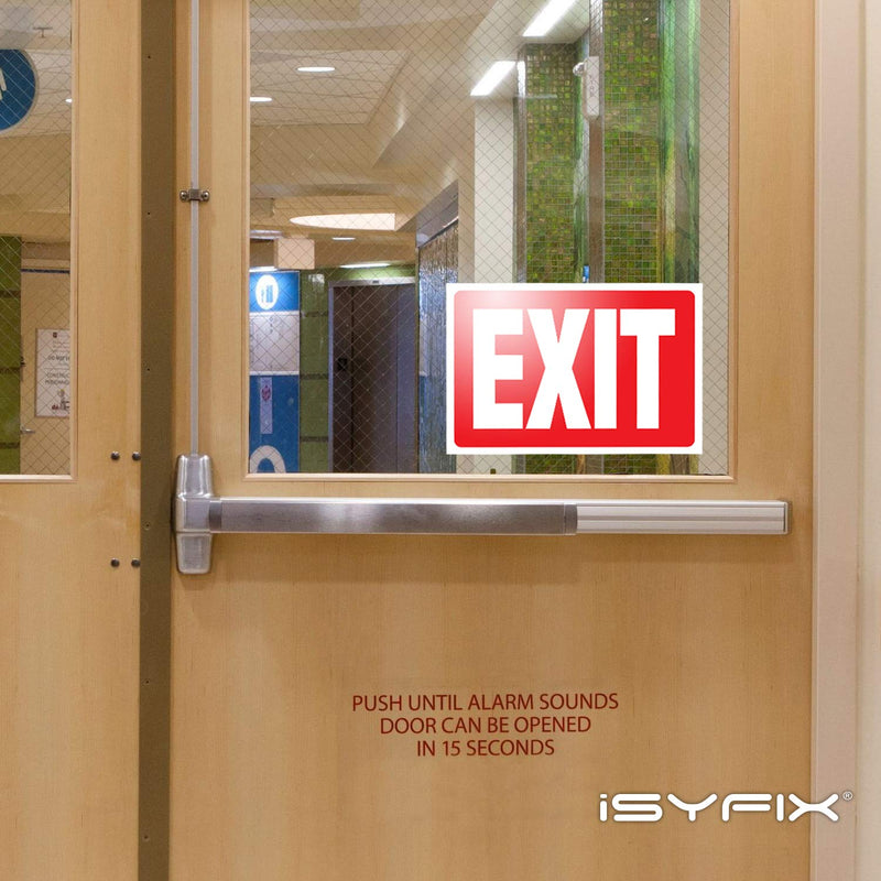 iSYFIX Exit Signs Stickers – 12 Pack 10x7 Inch – Premium Self-Adhesive Vinyl, Laminated for Ultimate UV, Weather, Scratch, Water and Fade Resistance, for Office, Buildings, Workplace, Indoor & Outdoor Sticker Red 12 Pk 10x7
