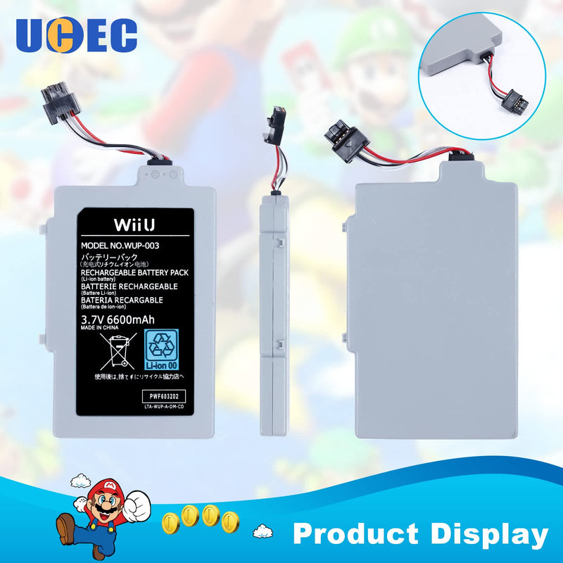 [Australia - AusPower] - 6600mAh Wii U Gamepad Battery Replacement Rechargeable Battery Pack Wii Accessories for Nintendo Wii U Gamepad WUP-010, WUP-012 