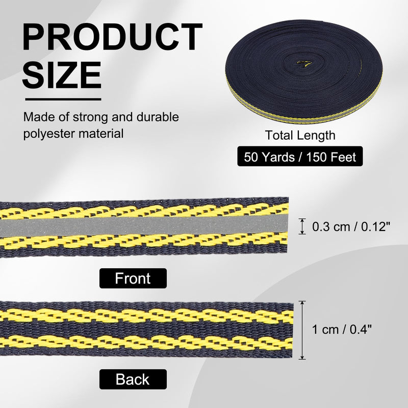 PATIKIL Reflective Tape Strip, 0.4" x 150FT High Visibility Fabric Stripe Florescent Webbing Ribbon Sew on Warning Safety Tape for Bags Clothing Raincoats, Black-Yellow