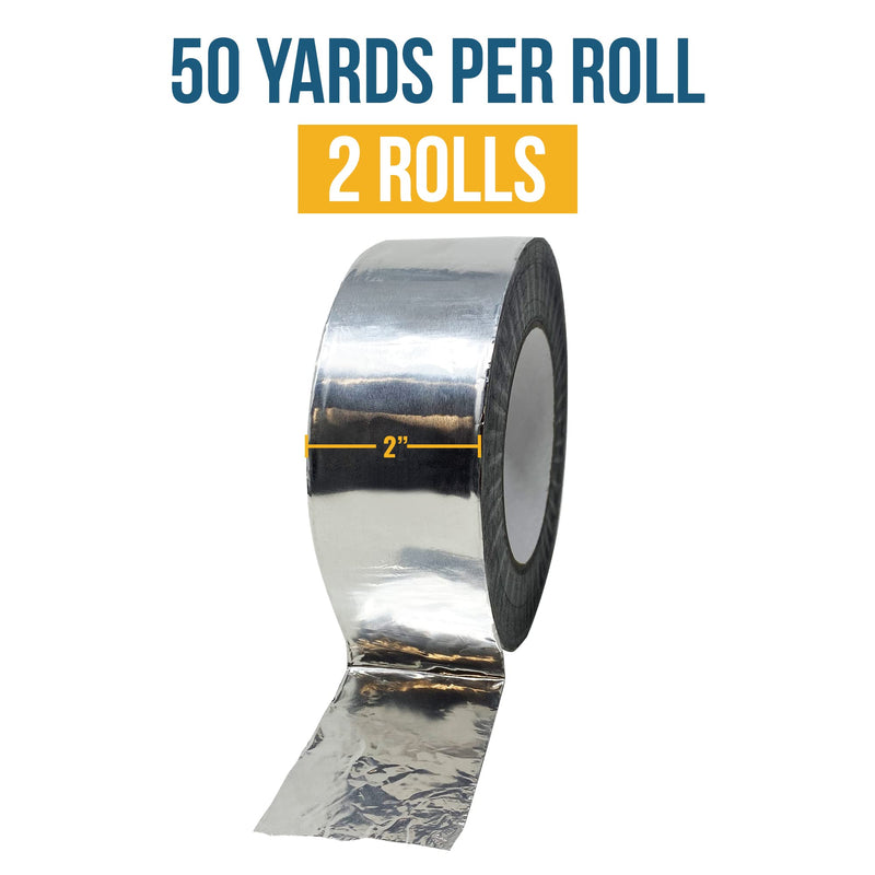 Reli. Aluminum Tape | Metal & Ductwork Repair | 2" x 50yd HVAC Mastic Seal Tape, AC & Ducting, 2-Pack (100 Yards Total)