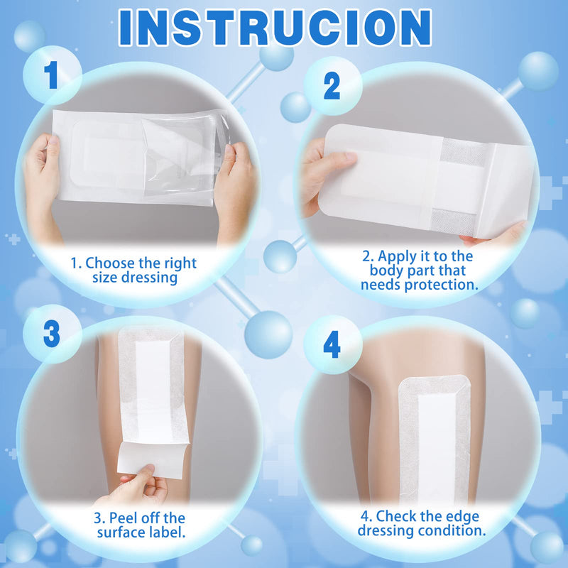 30 Pieces Bordered Gauze Island Dressing Wound Bandage Sterile Adhesive Gauze Pads Patches Post Shower Breathable Borders Individually Packed Pouches Tapes (4 x 8 Inch)