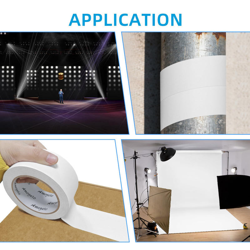 White Gaffer Tape 2 Inch x 27 Yard,Gaffers Tape White,Adhesive Tape,No Residue Waterproof,Multipurpose,Easy to Tear,Great for Concerts, Weddings or More