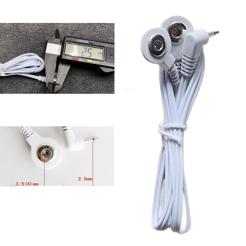 [Australia - AusPower] - Button Electrode Wire Cable, DC 3.5mm Button Electrode Wire Cable Compatible Wires for Digital TENS Massage Machine,Button Type Electrode 2.5mm Plug Wires Cable 1 to 2 (10) 10 