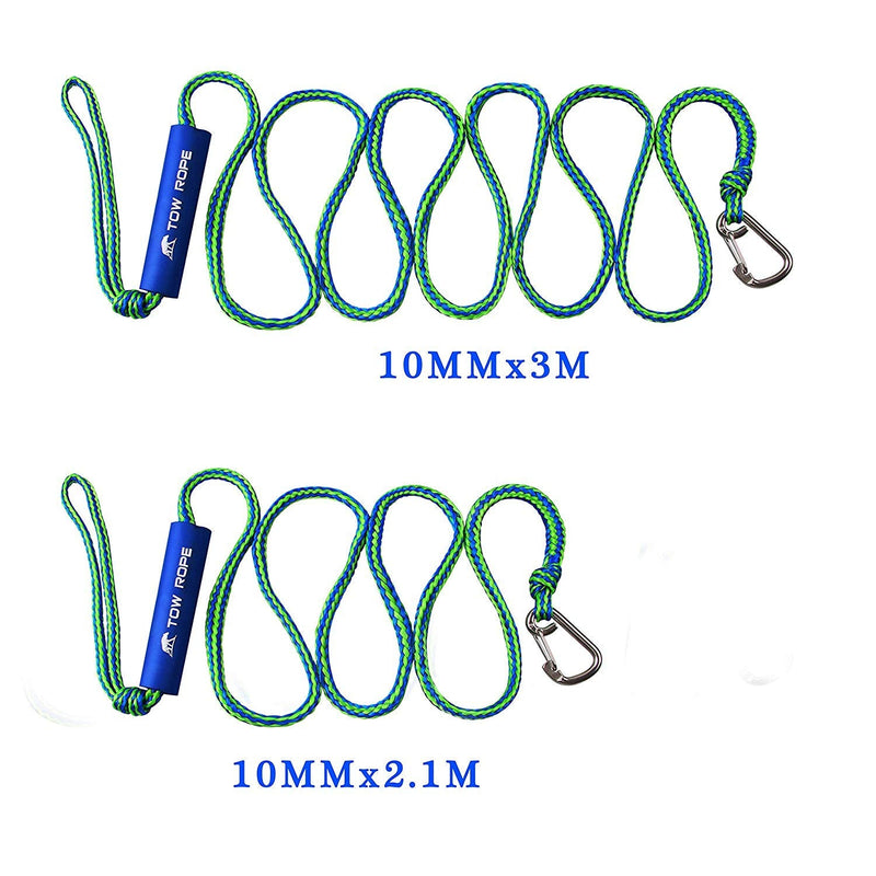 PWC Boat Docking Lines, 2 Pack 3/8” Mooring Dock Marine Rope, Braided Tow Line for Towing Boat, Kayak with 316 Stainless Steel Clip, 7ft & 10ft 7ft & 10ft -2Pack(10mm Diameter)