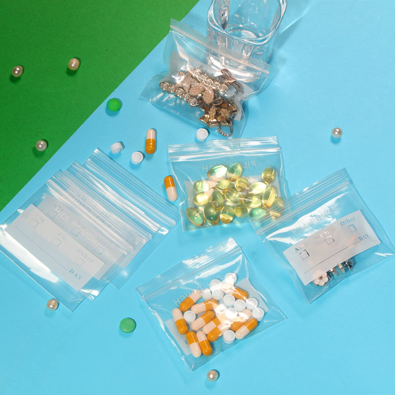 [Australia - AusPower] - 125 Packs 6 Mil Sturdy Pill Bags BPA Free Pill Pouch 3 x 2.75 Inch Write-on Label Seal Waterproof Reusable Clear Small Ziplock Plastic Bags for Travel Pill Organizer, Jewelry and Small Craft Pieces Writable-6mil Pack of 125 