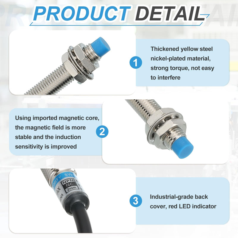 [Australia - AusPower] - MECCANIXITY 5Pcs Inductive Proximity Sensor,NPN NO M8 DC 6-36V 300mA Proximity Switch Detector Approach Sensor 2mm 3 Wire for Industrial Automation LJ8A3-2-Z/BX 5 