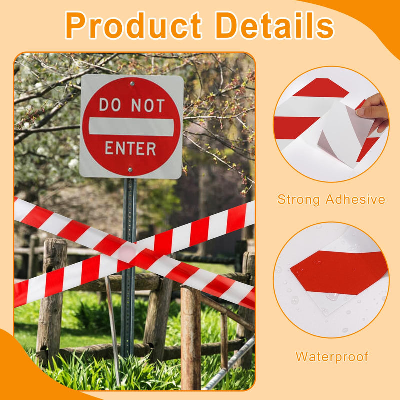 Red & White Safety Tape, 3 Inch x 108FT, Red & White Hazard Warning Stripe Tape, Floor Marking Tape, Strong Adhesive Caution Tape Roll for Walls, Floors, Equipment