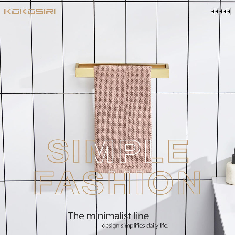 KOKOSIRI Towel Bar Brushed Gold Hand Towel Holder 12 Inch Kitchen Towel Hanger Rack Stainless Steel Bathroom Hardware Wall Mounted, 1 Pack B4008BG-L12 12-Inch