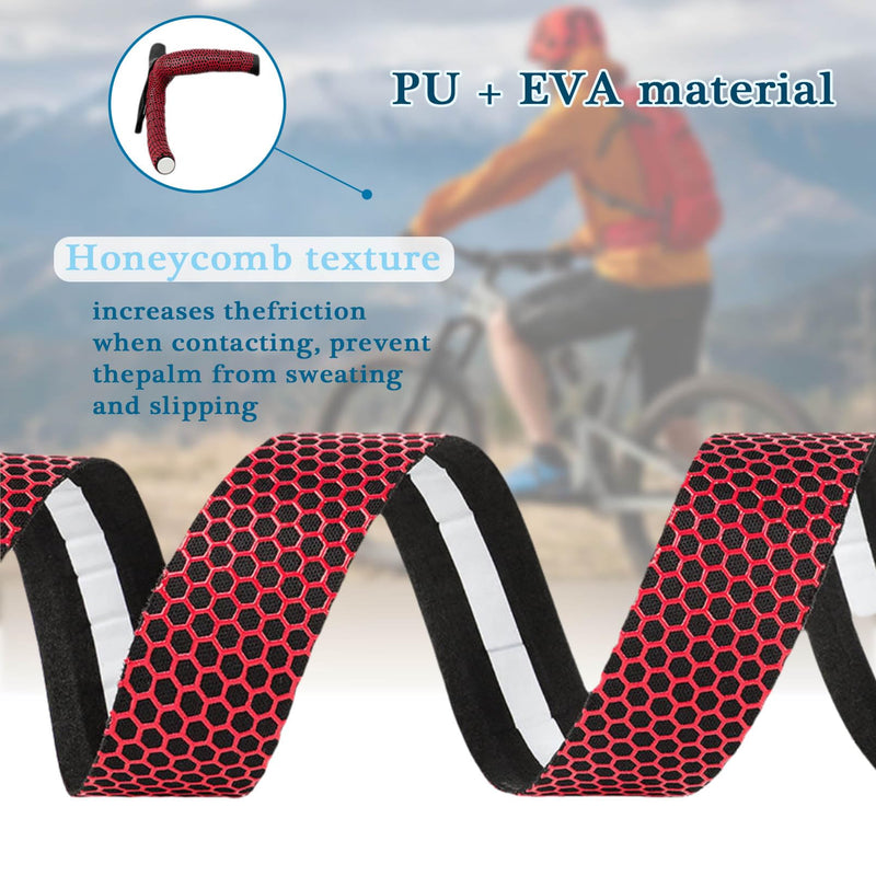 Bike Handlebar Tape，Pu+Eva Bar Road Bike Tape，Honeycomb Silicone Anti-Slip Grip Wrap，2 Rolls Per Set（Red）