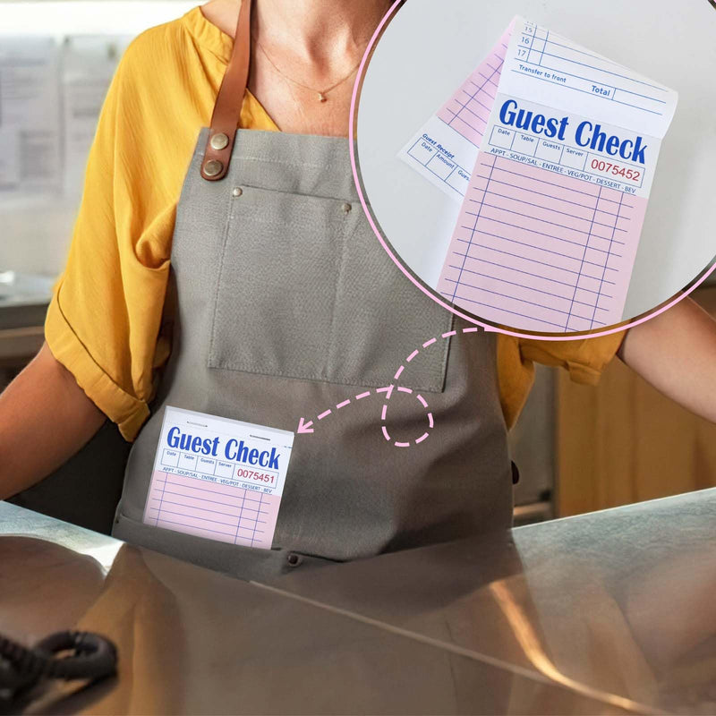 [Australia - AusPower] - Server Guest Checkbook, 5 Pack EP-3632-1 Server Note Book, Thick Server Paper with Guest Receipts, Waitress Notepads - 250 Orders Total (Pink, 6.75" x 3.5") 5 Pack--Pink 