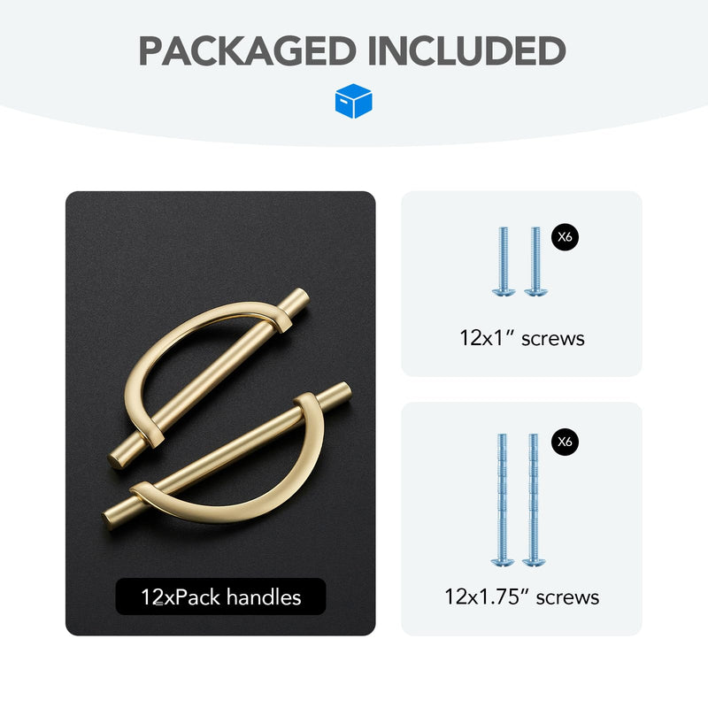 HOME EDIT Brushed Brass Cabinet Pulls, 5 Inch Hole Center, 128 mm, Curved Design Cabinet Handles for Kitchen,Cupboard, Drawer & Bathroom 10 Pack