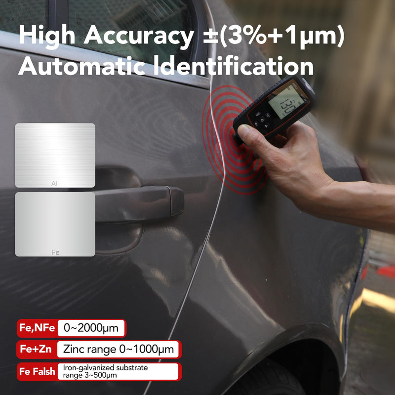 [Australia - AusPower] - Paint Thickness Gauge for Cars - Accurate Mil Thickness Gauge for Iron/Aluminum/zinc Car Body Filler Tester for Used Car Buyers & Auto Body Shops, with Rotating Screen & Continuous Measurement 