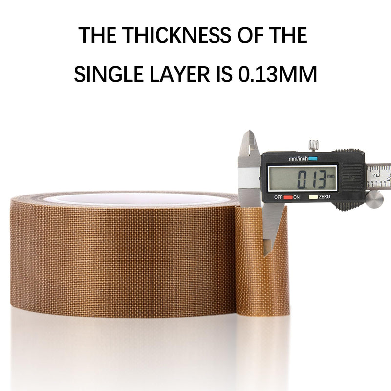 Hoerev 5milx1.5 x33 Yards,Glass Cloth Coated PTFE Adhesive Tape for Non-Stick Surface, 3D Printing, Sealing Machines,Heat Sealer,Drawer Slide Smooth 1 1/2"(38mm)